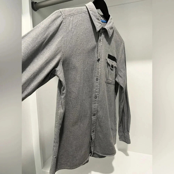 Adidas X David Beckham gray 100% cotton long sleeved button snap down Medium - Picture 5 of 11